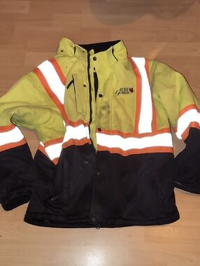 High-Visibility Yellow & Black Safety Jacket
